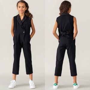 Jeune Otte Jones Sleeveless Tuxedo Jumpsuit in Black